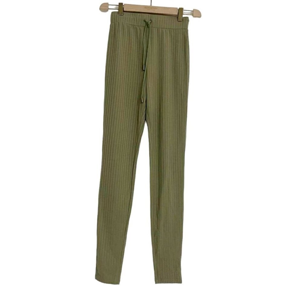 Revolve Camila Coelho Size XS Ribbed Pants Green Olive Drawstring